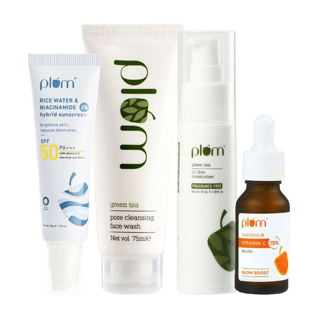 Plum Daily Skincare Essentials CSMS (Cleanser, Serum, Moisturizer, Sunscreen) Combo Hover Image