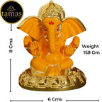 Tamas Gold-Polished Gaj Karna Ganesh Idol Orange & gold Color