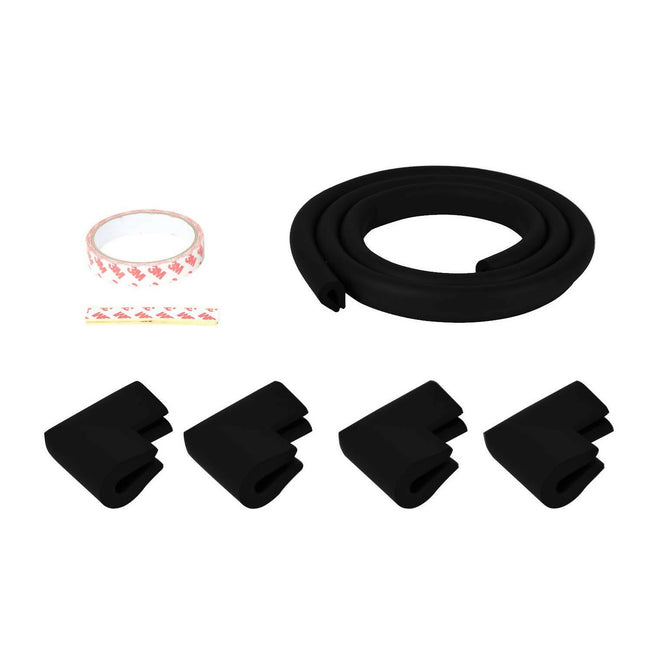 Safe-O-Kid Unique High Density 2 Mtr Long U - Shaped 4 Edge Guards With 16 Corner Cushions - Black Main Image