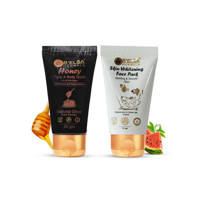 Belsa Herbals Skin Whitening Face Pack And Organic Honey Face & Body Scrub Combo Hover Image