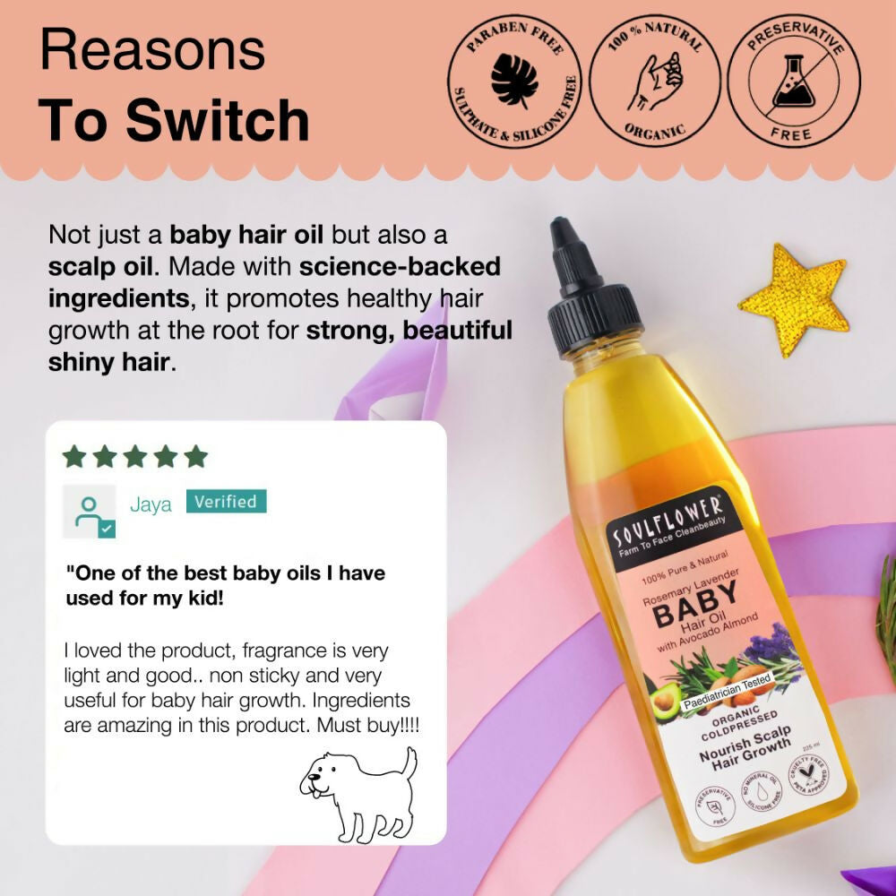 Soulflower Rosemary Lavender Baby Hair Oil