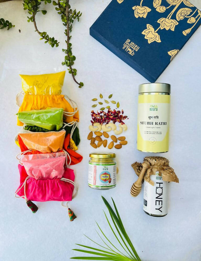 Shuddh Natural Ubtan based Herbal Gulal | Ayurvedic Thandai Powder |Floral Tisane |Natural Honey | Holi Gift Hamper Hover Image