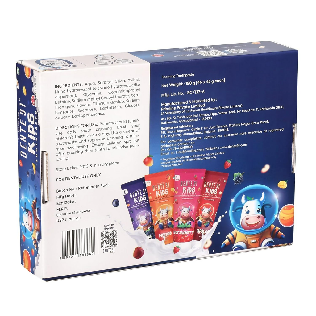 Dente91 Kids Toothpaste, Protects against dental caries & Hypersensitivity, Fluoride Free