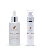 Flawora Anti-Grey Hair Serum For Reversing Grey Hair & D-Tan Lotion For Pigmentation Tan Removal 