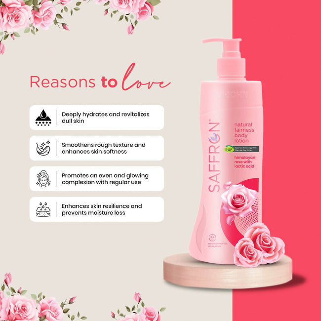 VI-JOHN Saffron Natural Fairness Body Lotion Himalayan Rose with Lactic Acid Deep Nourishment for Soft & Radiant Skin For All Skin Types Main Image
