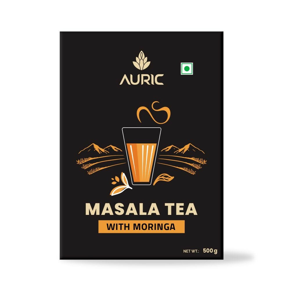 Auric Kadak Moringa Masala Tea - Black Tea from Assam & Darjeeling with Real Spices (Cardamom, Ginger, Black Pepper)