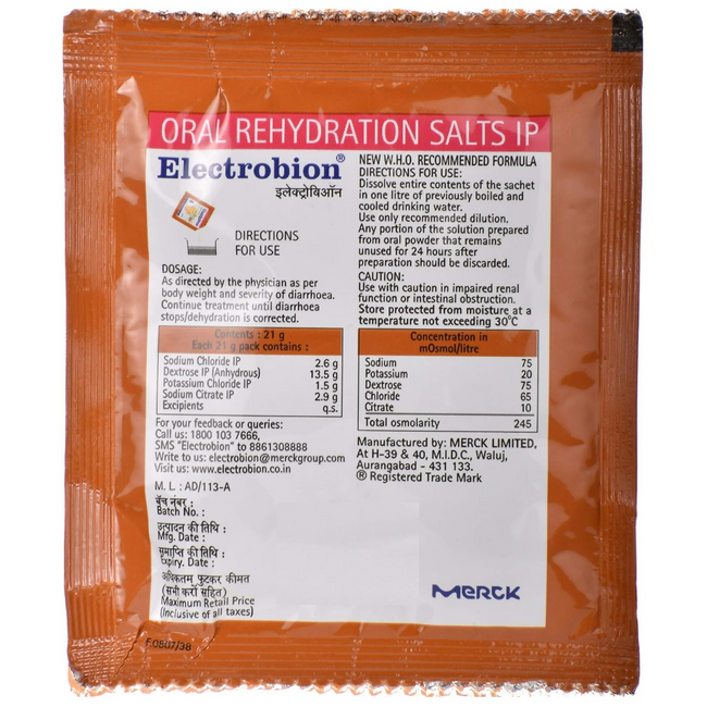 Electrobion - Oral Rehydration Powder (Orange Flavour) Main Image