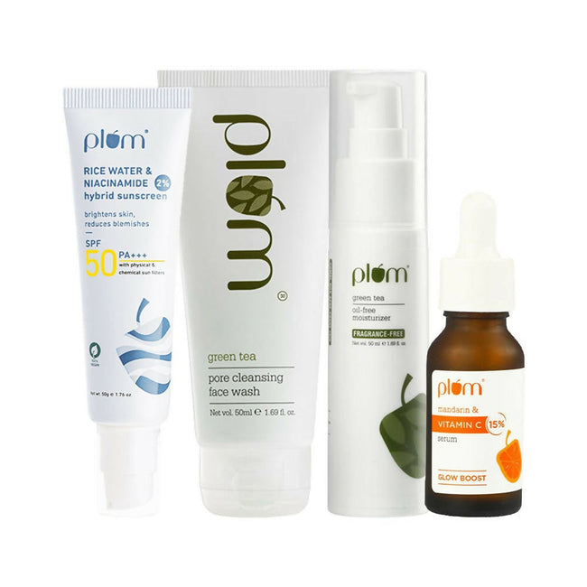 Plum Daily Skincare Routine CSMS (Cleanser, Serum, Moisturizer, Sunscreen) Combo Hover Image