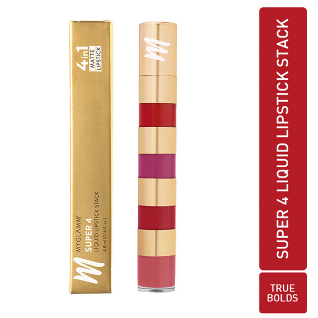 MyGlamm Super 4 Liquid Lipstick Stack - True Bolds Main Image