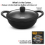 Hawkins Futura Cast Iron Nonstick Kadai with Glass Lid - Black (CIK15G)