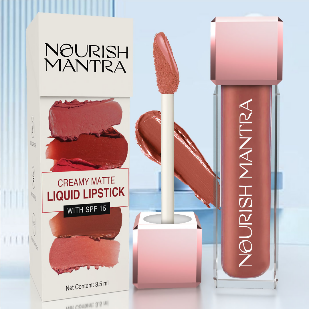 Nourish Mantra Liquid lipstick Creamy Matte with SPF / Water Proof, Smudge Proof Shade-Natkhat Berry