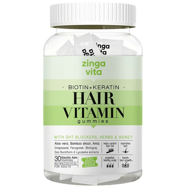 Zingavita Biotin + Keratin Hair Vitamin Kaccha Aam Gummies Hover Image