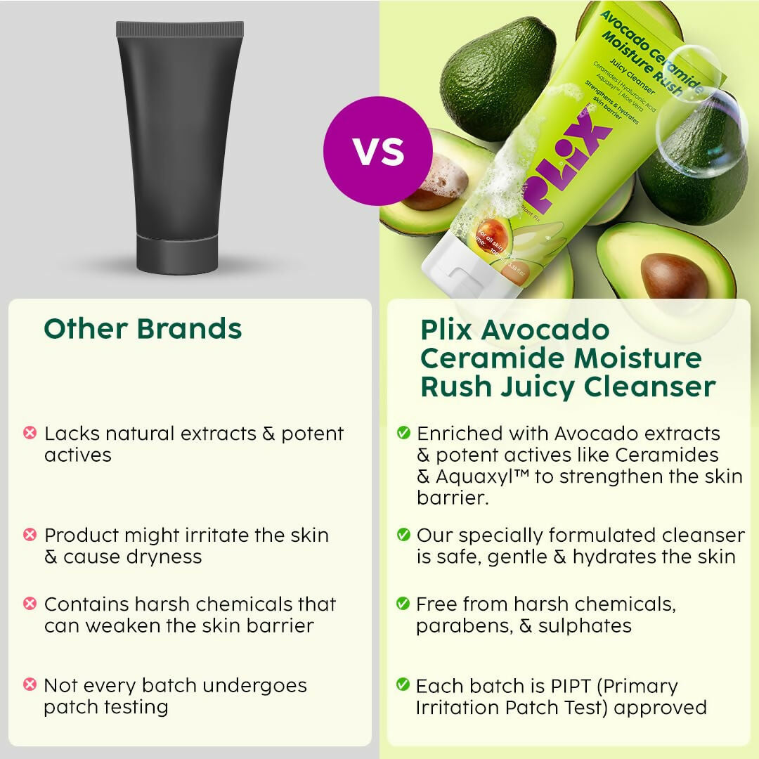 PLIX The Plant Fix Avocado Ceramide Moisture Rush Juicy Cleanser and Guava Moisturizer Combo