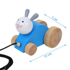 Matoyi Wobbly Panda & Blue Rabbit Pull Along & Maraca For Kids