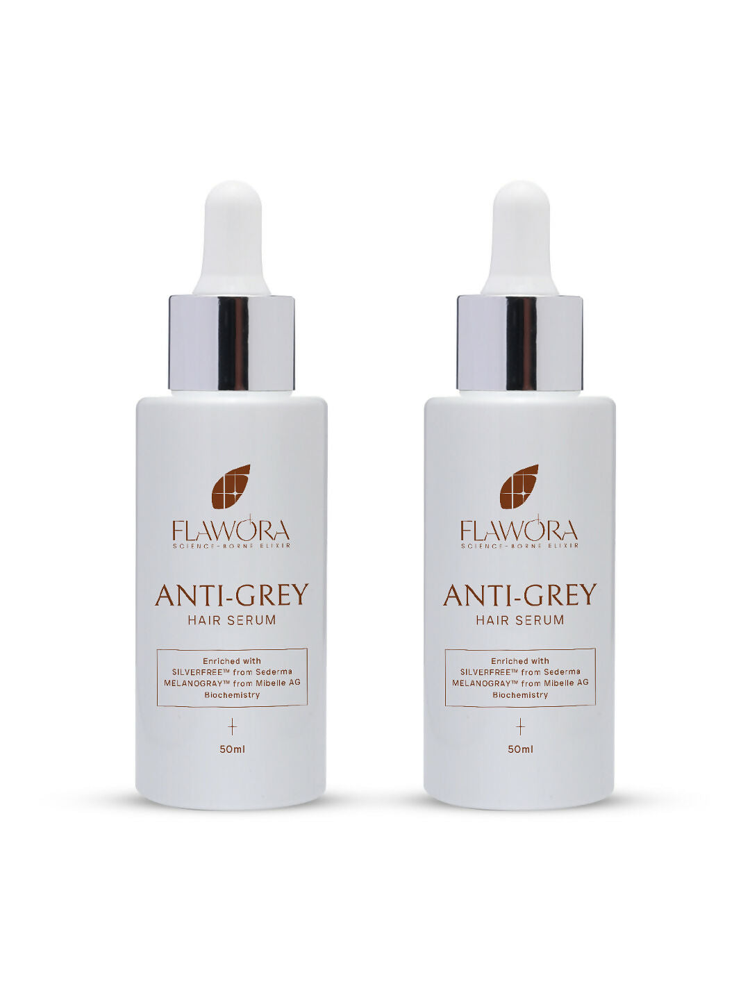 Flawora Anti-Grey Hair Serum With 1.5% Silverfree And 2% Melanogrey For Reversing Grey Hair