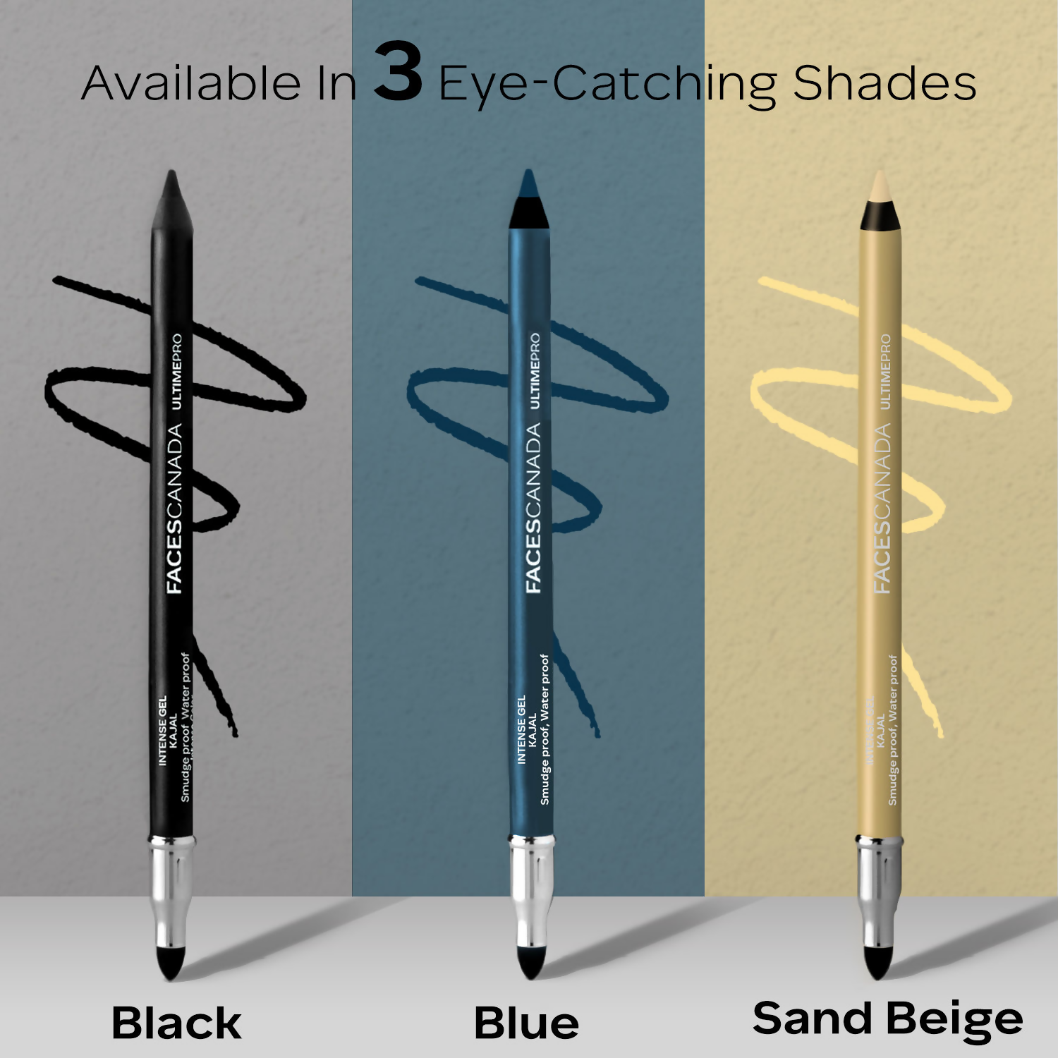 Faces Canada Ultime Pro Intense Gel Kajal With Smudger & Sharpener - Sand Beige
