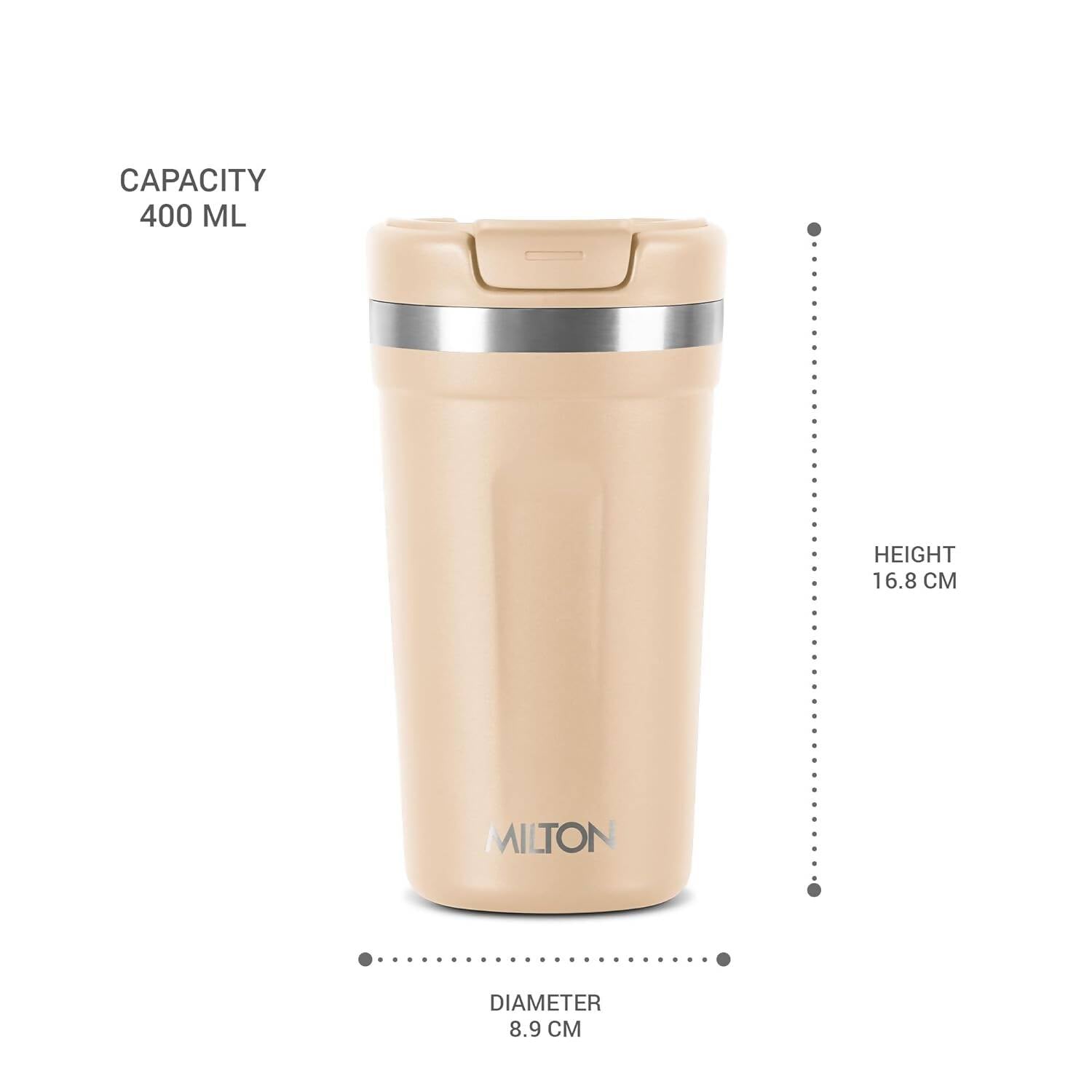Milton Corral Thermosteel Insulated Coffee Mug Tumbler - 400ml (Cream)