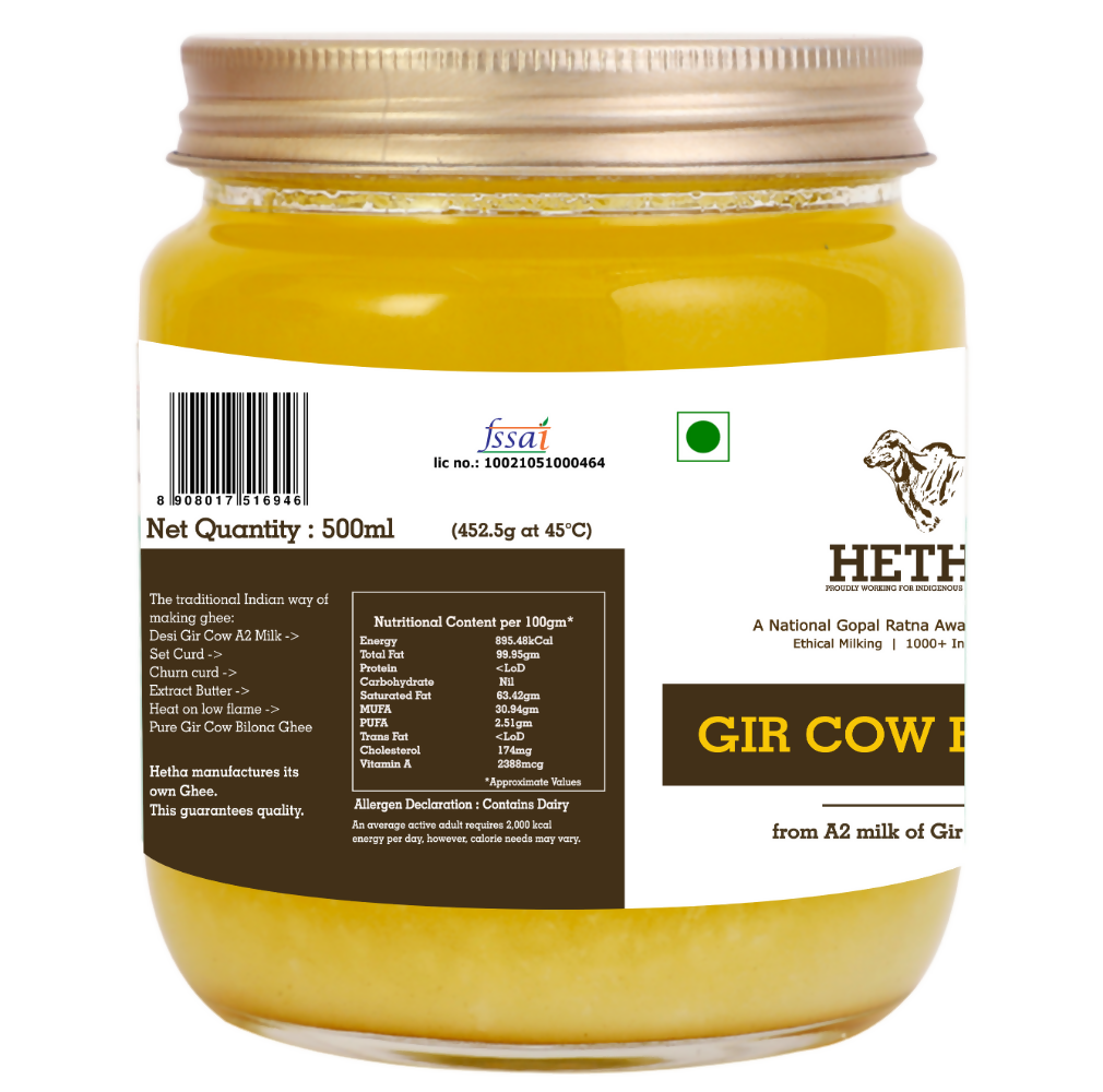 Hetha Gir Cow A2 Cultured Bilona Ghee / A2 Ghee