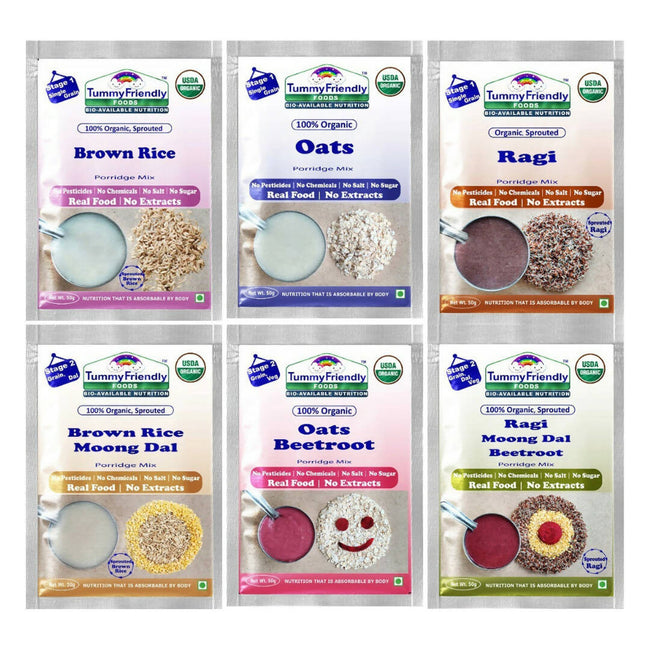 TummyFriendly Foods Stage1, Stage2 Porridge Mixes - Trial Packs Combo Hover Image