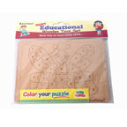 Kraftsman English Alphabets Wooden Jigsaw Puzzles Butterfly Shape Puzzle | Color Kit Included