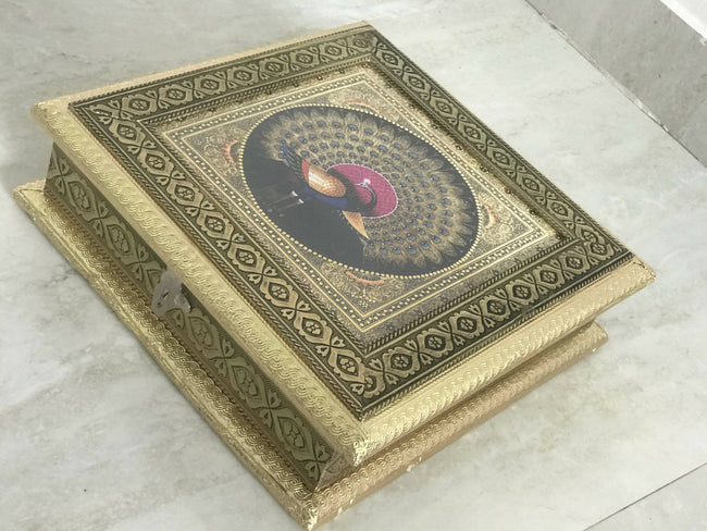 SK Mithaii | Assorted Peacock Design Dry Fruit Box | Almonds | Apricots | Figs | Black Resins Main Image