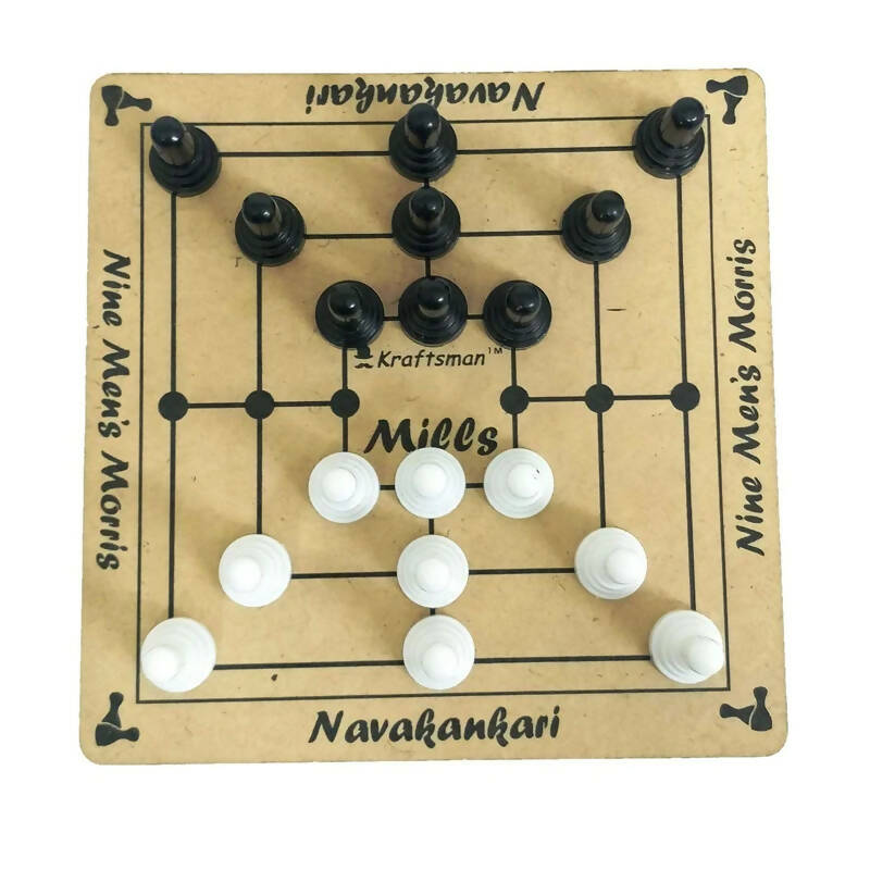 Kraftsman Nine Men's Morris | Navakankari | Daadi | Mills Travel Board Game