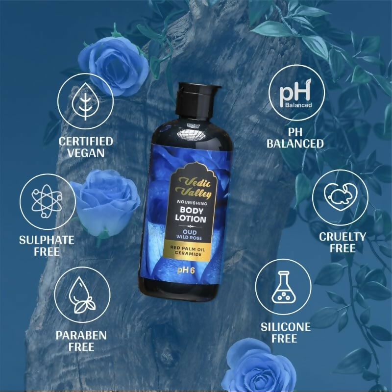 Vedic Valley Oud Wild Rose Body Lotion for Women & Men