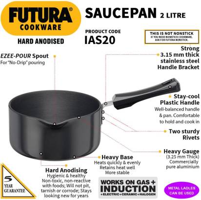 Hawkins Futura Hard Anodised Sauce Pan 18 cm Diameter 2 L (IAS20) Main Image