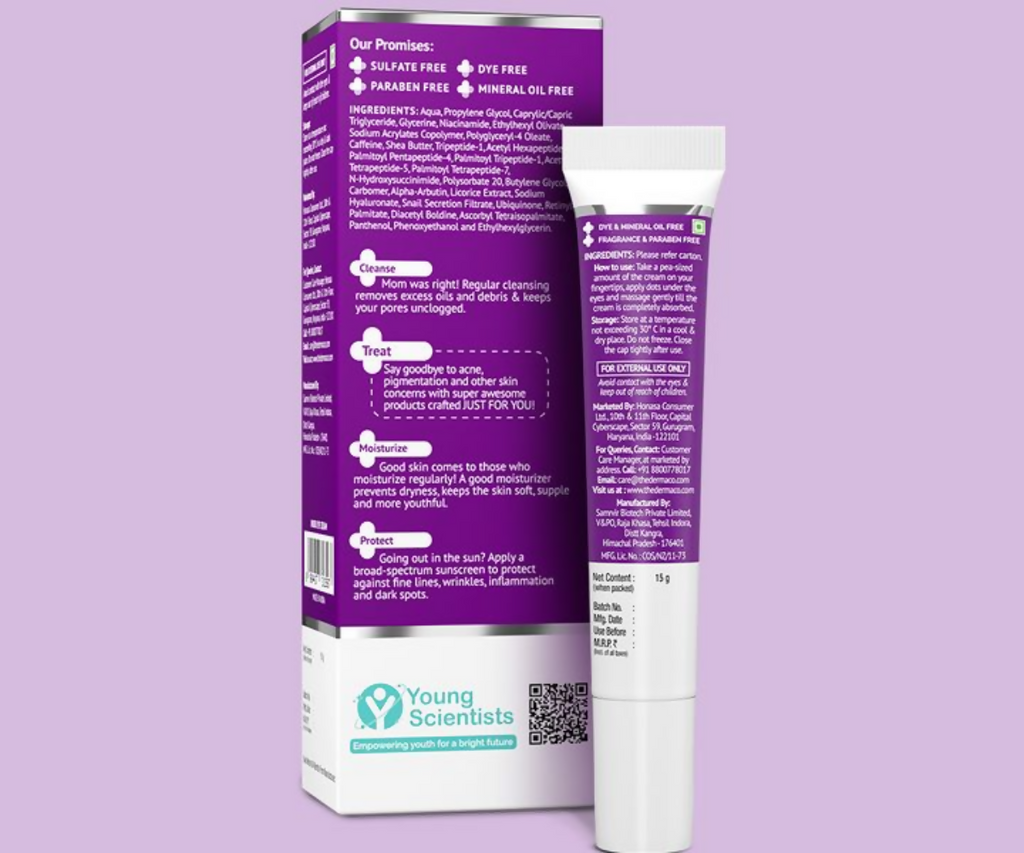 The Derma Co Snail Peptide 96 Under Eye Repair Cream With Snail Mucin & Peptide Complex For Dark Circles & Puffiness