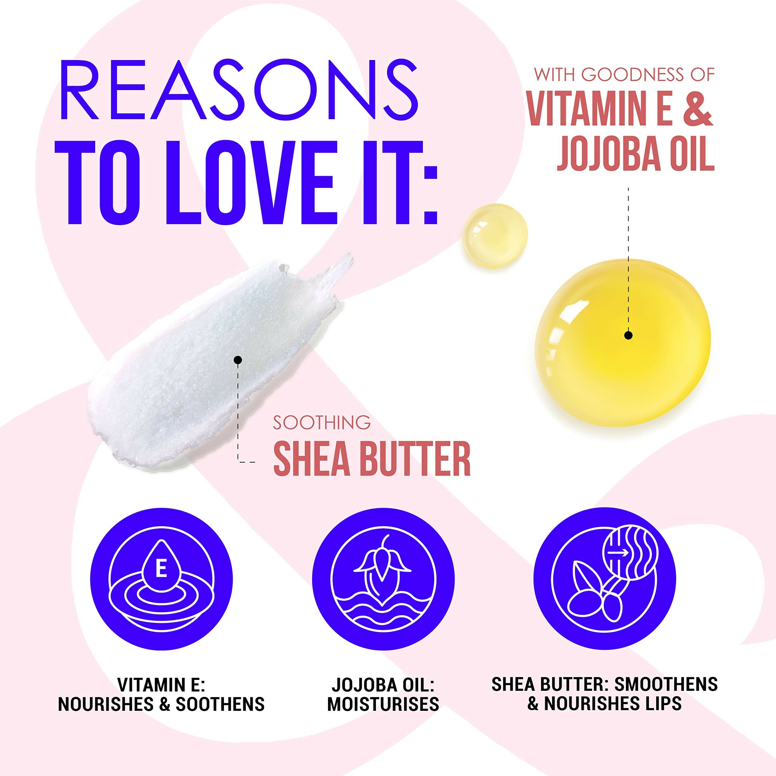 Blue Heaven Jelly & Butter Lip Balm - Pink Rose, infused with Shea Butter & Vitamin E, Fades Pigmentation