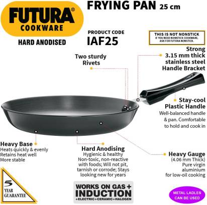 Hawkins Futura Hard Anodised Frying Pan 25 cm Diameter 1 L (IAF25)
