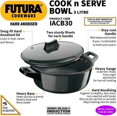 Hawkins Futura Hard Anodized Bowl 3 L with Lid (IACB30) Main Image