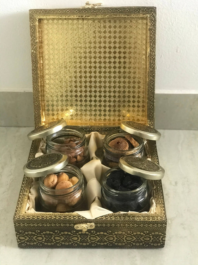 SK Mithaii Assorted Dry Fruit Gift Box | Almond | Figs | Apricot | Black Resins | 4 Jars Main Image