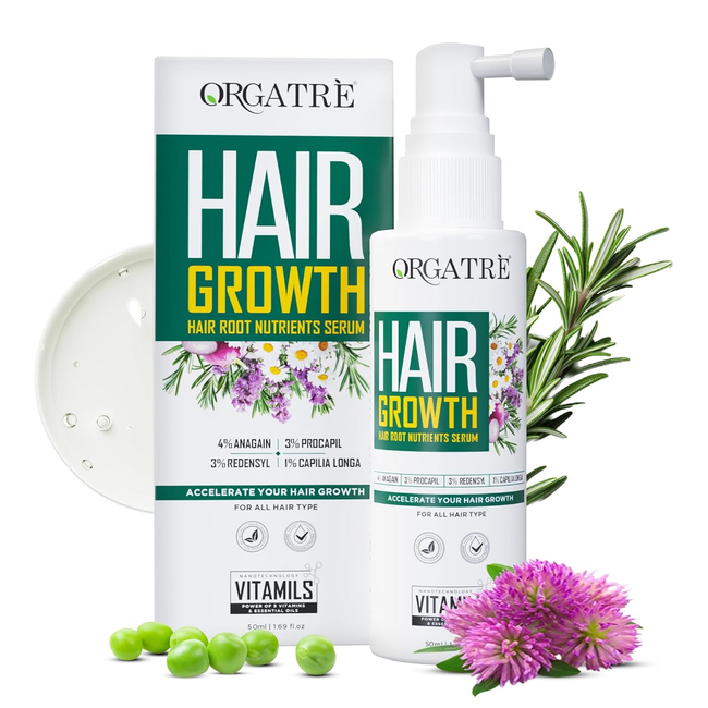 Orgatre Hair Growth Serum Powered with 3% Redensyl, 4% Anagain, 3% Procapil, 1% Capilia Longa and Rosemary Oil Hover Image