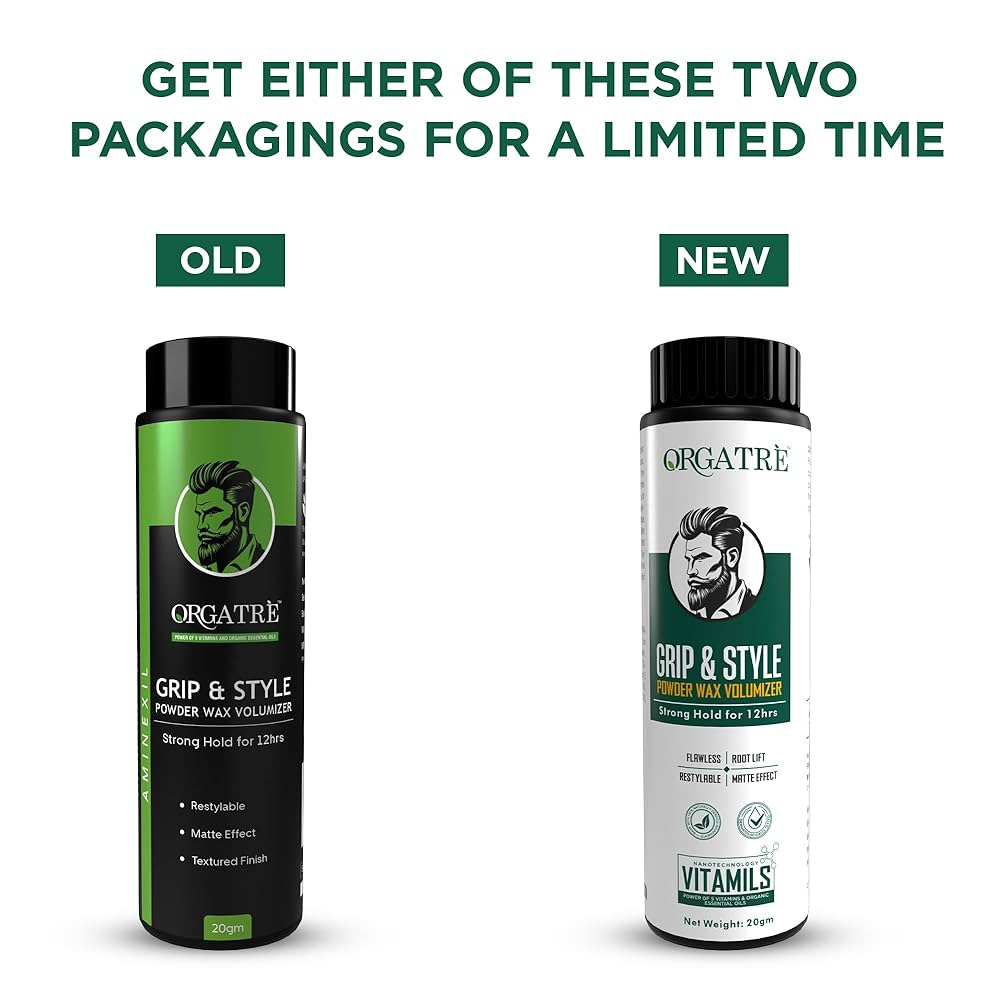 Orgatre Grip And Style Hair Volumizing Powder Wax, Strong hold For 12 Hrs Hair Wax