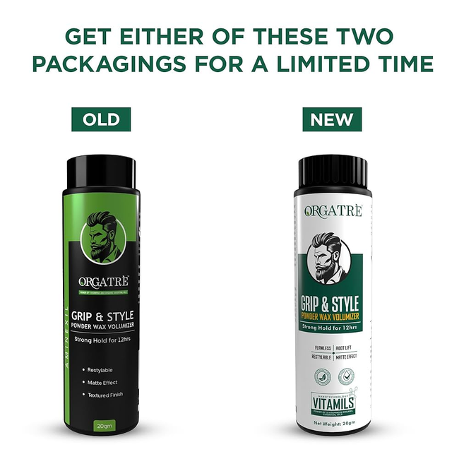 Orgatre Grip And Style Hair Volumizing Powder Wax, Strong hold For 12 Hrs Hair Wax Main Image