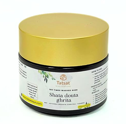 Tatsat Shata Dhauta Ghrita -100 Times Washed Desi Cow A2 Ghee moisturizing cream. Anti-Aging, Removes Stretch Marks & Wrinkles