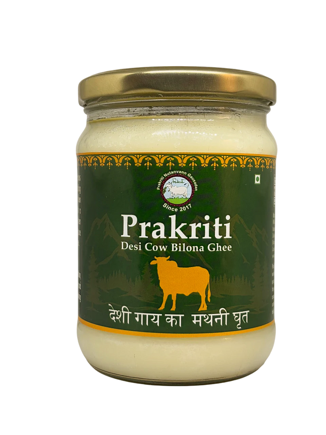 Prakriti Desi Cow Bilona Ghee | Organic Desi Cow Ghee | Pure organic ghee, traditionally-churned, chemical-free, granular ghee, nutritious by nature Hover Image