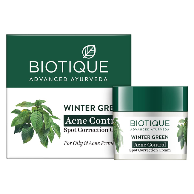 Biotique Bio Winter Green Spot Correcting Anti Acne Cream, 15g Hover Image