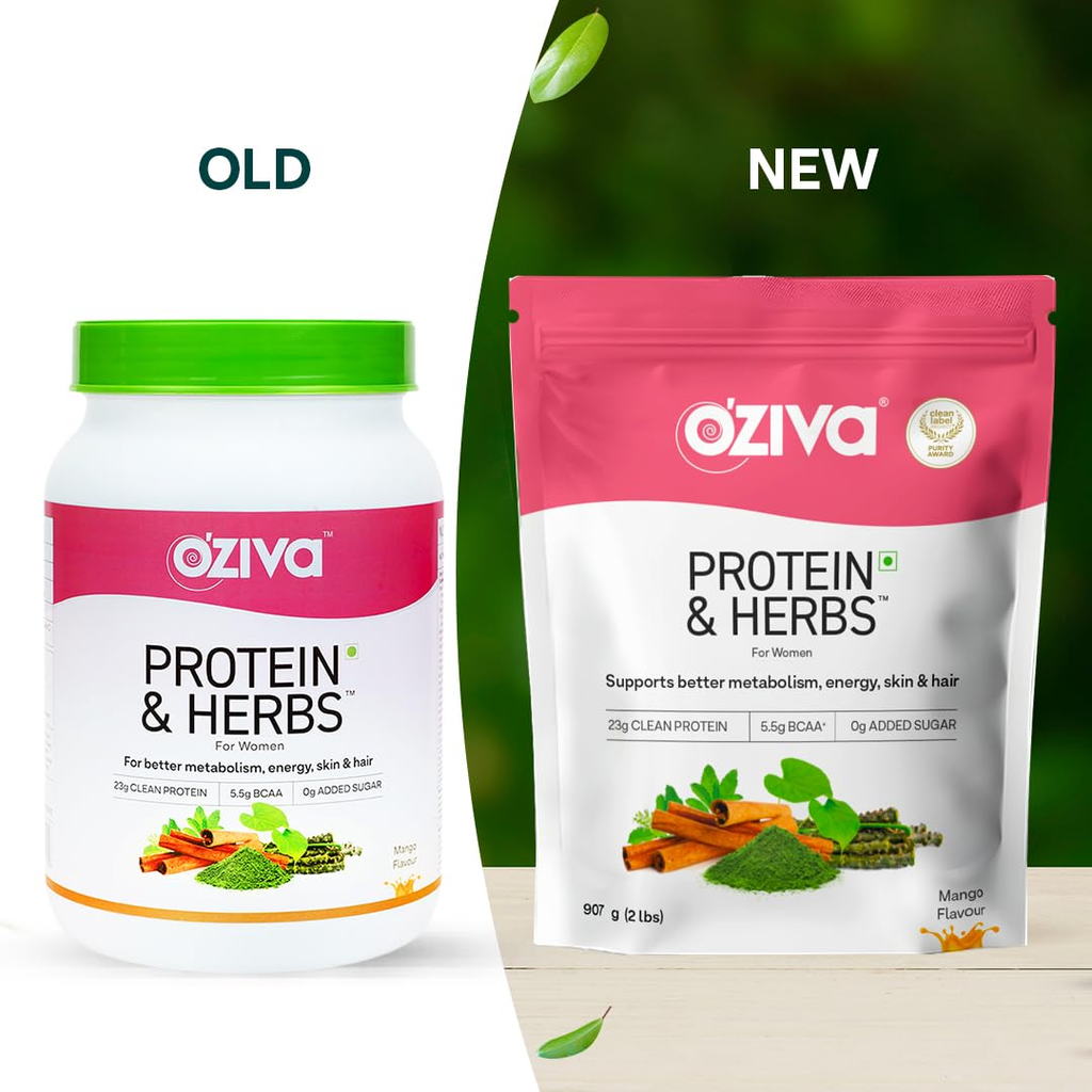 OZiva Protein & Herbs for Women - Protein Powder to Reduce Body Fat, Manage Weight & Metabolism, No Added Sugar