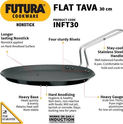 Hawkins Futura Non-stick Flat Tava 30 cm Diameter (INFT30)