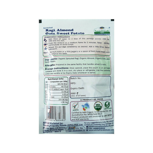 TummyFriendly Foods Stage3 Porridge Mixes Trial Packs - Ragi, Oats, MultiGrain Organic Baby Food for 8 Months Old Baby Main Image