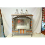 Silver Coated 4 Door with 3 Monument Towers Silver Pooja Mandir / Silver Pooja Mandiram