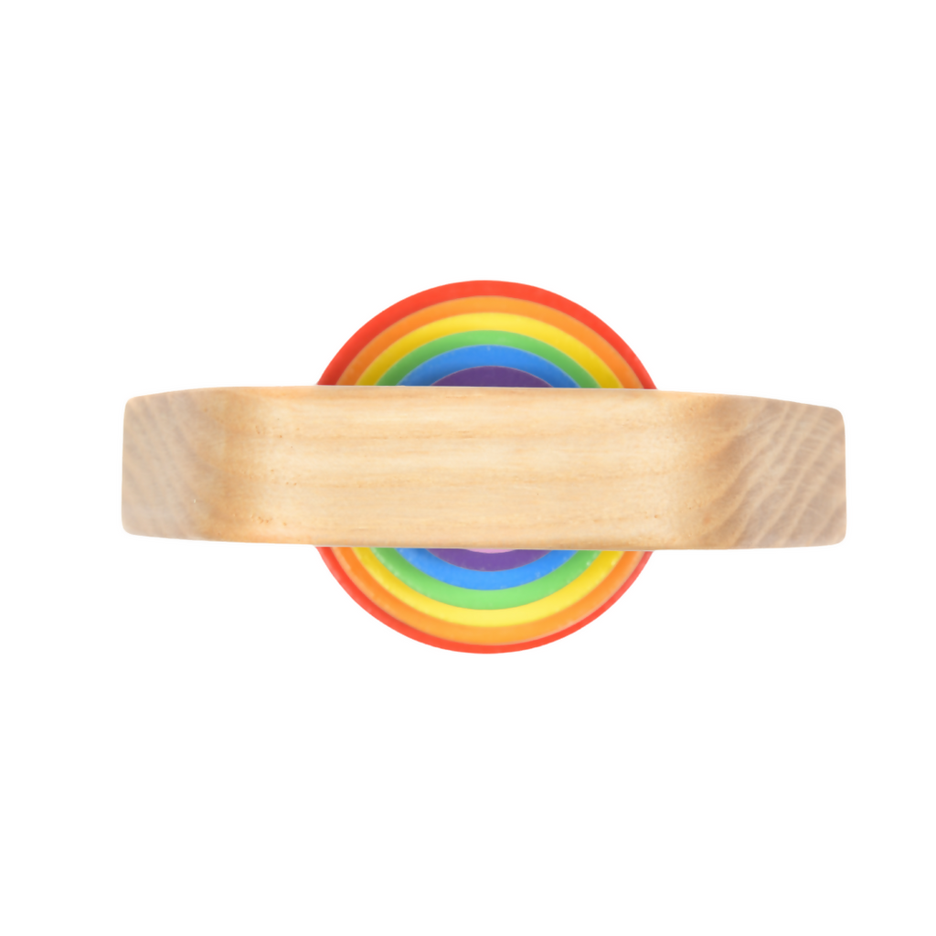 Nesta Toys Wooden Rainbow Rattle for Babies, Montessori Wooden Toy
