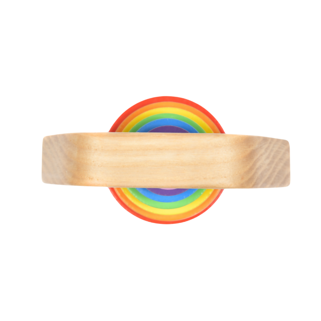 Nesta Toys Wooden Rainbow Rattle for Babies, Montessori Wooden Toy