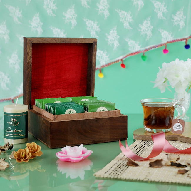 Organic India Wooden Gift Box 60 Teabags Hover Image