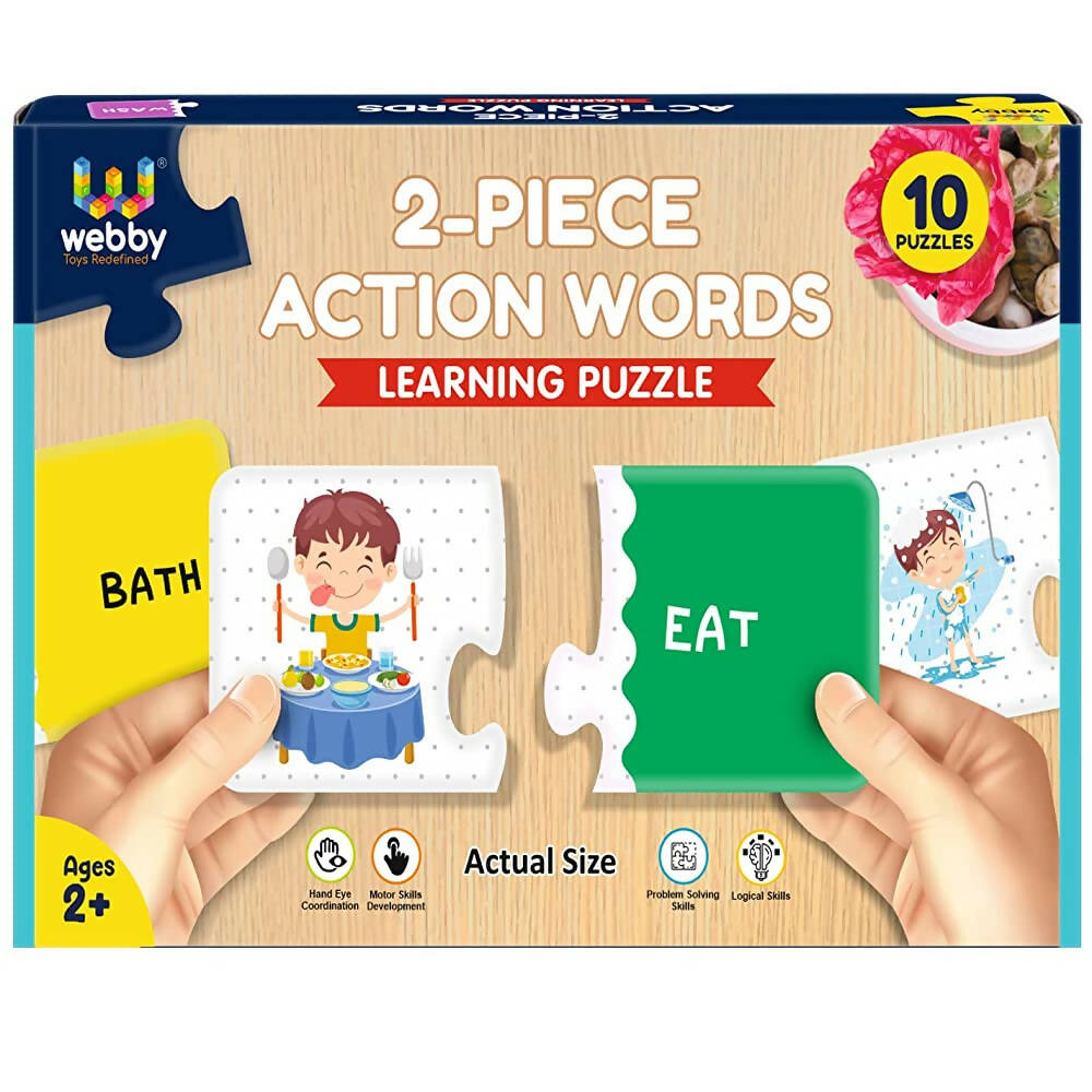 Webby Action Words 2 Pieces Learning Pack Jigsaw Puzzle For Kids