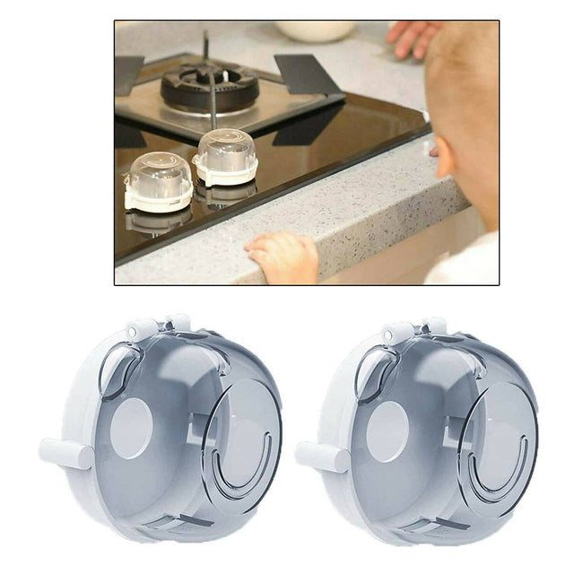 Safe-O-Kid Gas Stove Knobs Transparent Guards for Indoor Baby Safety Set of 2 Pcs Hover Image