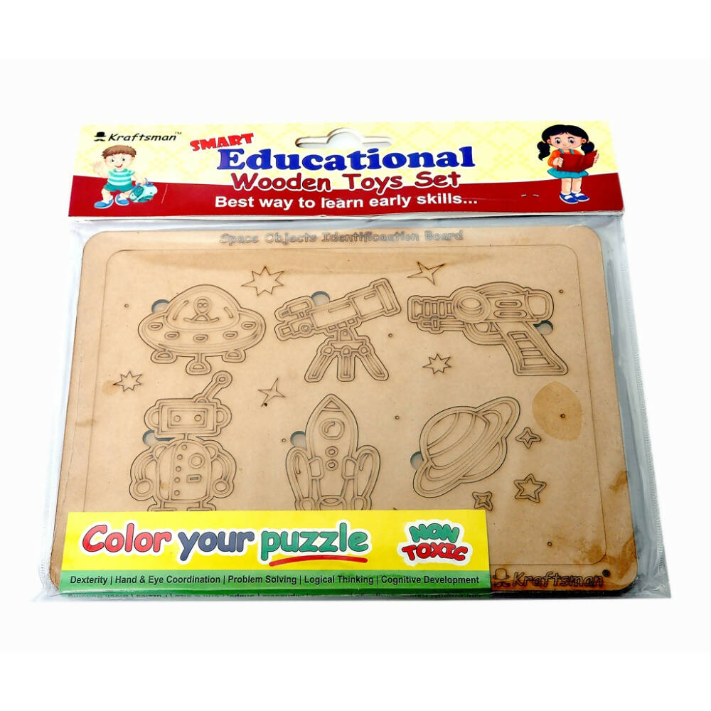Kraftsman Space Objects Identification Puzzle Board With Color Kit Included