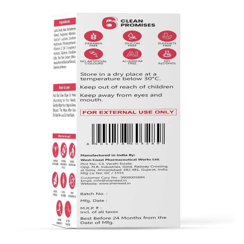 Sheneed Feminine Intimate Wipes